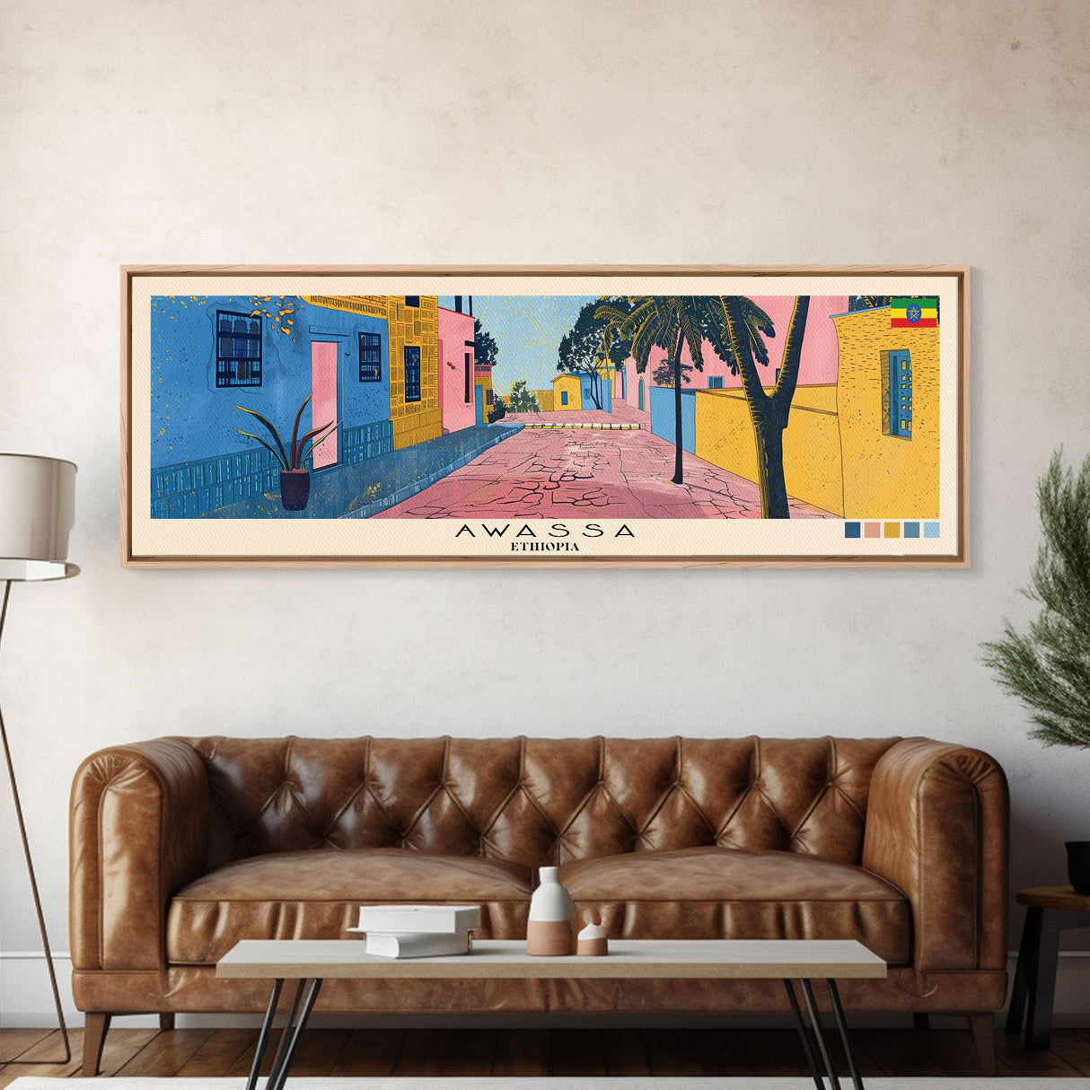 Awassa, Ethiopia Panoramic Canvas Print, Awassa, Ethiopia Painting, Ethiopia Art, Awassa Travel Poster, Travel Art, Living Room Painting