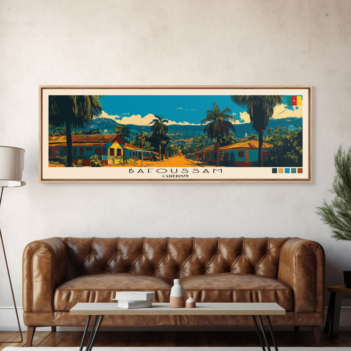 Bafoussam, Cameroon Panoramic Canvas Print, Bafoussam, Cameroon Painting, Cameroon Art, Bafoussam Travel Poster, Travel Art, Living Room Painting