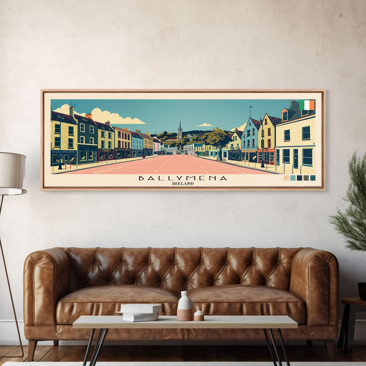 Ballymena, Ireland Panoramic Canvas Print, Ballymena, Ireland Painting, Ireland Art, Ballymena Travel Poster, Travel Art, Guest Room Painting