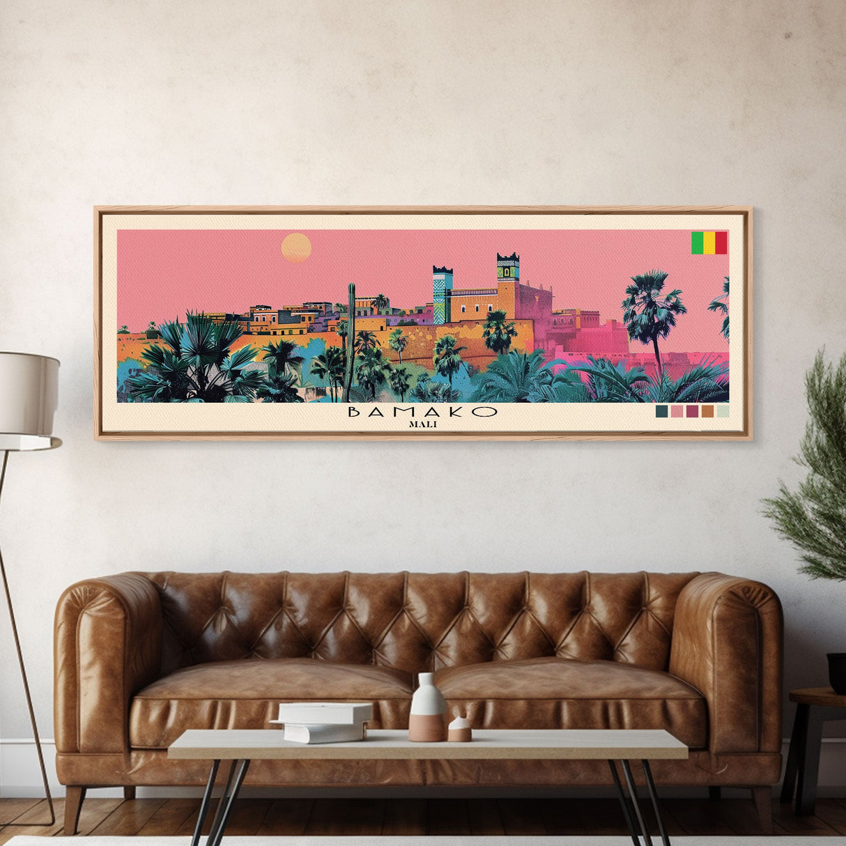 Bamako, Mali Panoramic Canvas Print, Bamako, Mali Painting, Mali Art, Bamako Travel Poster, Travel Art, Guest Room Painting