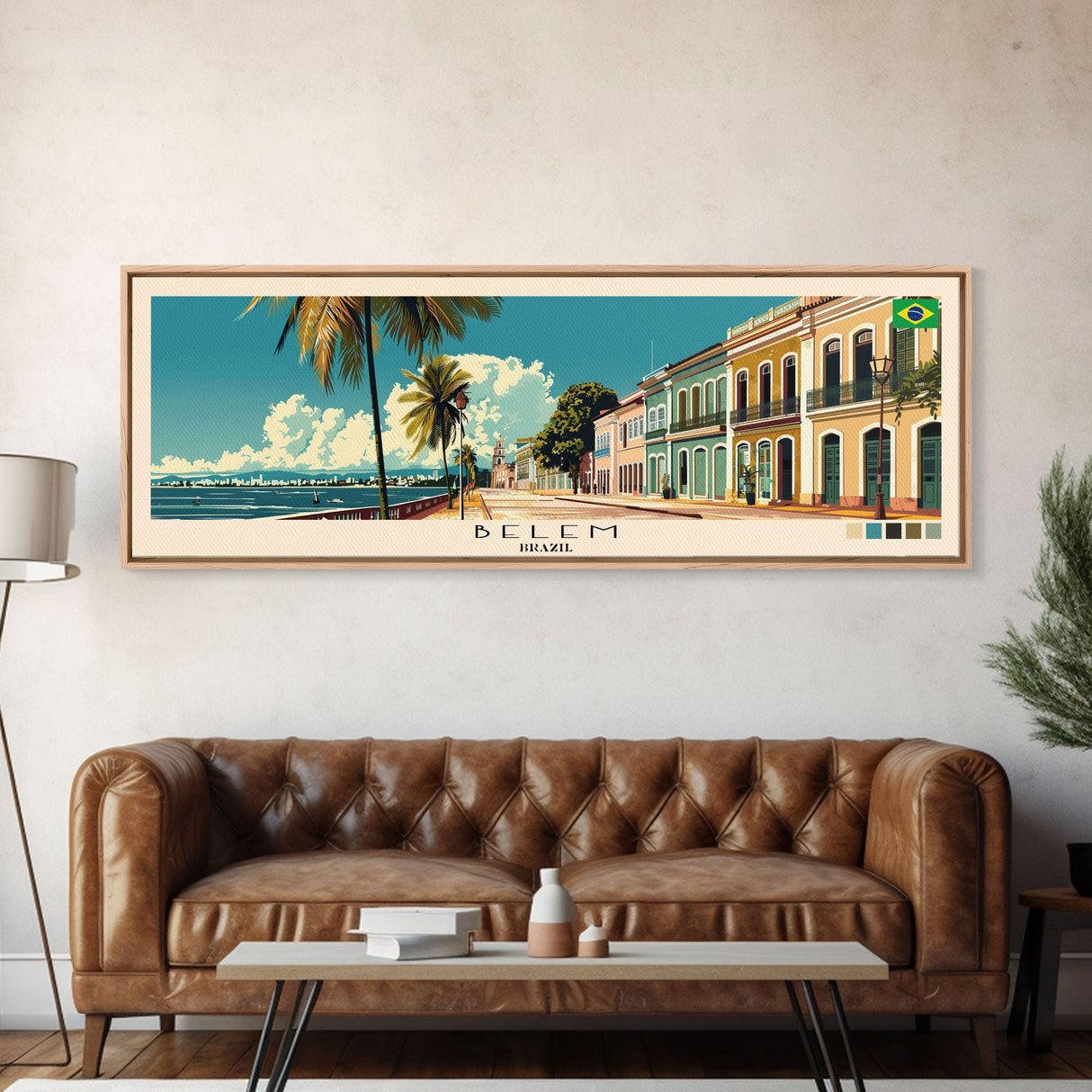 Belem, Brazil Panoramic Canvas Print, Belem, Brazil Painting, Brazil Art, Belem Travel Poster, Travel Art, Housewarming Gift