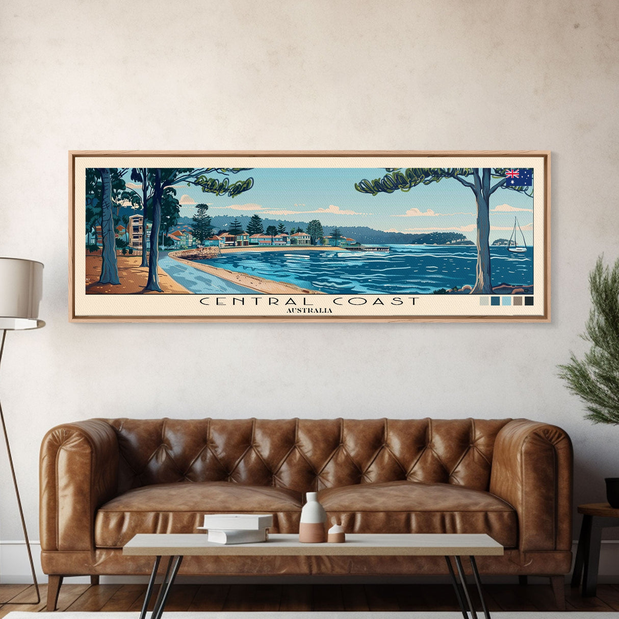 Central Coast, Australia Panoramic Canvas Print, Central Coast, Australia Painting, Australia Art, Central Coast Travel Poster, Travel Art, Vacation Gift