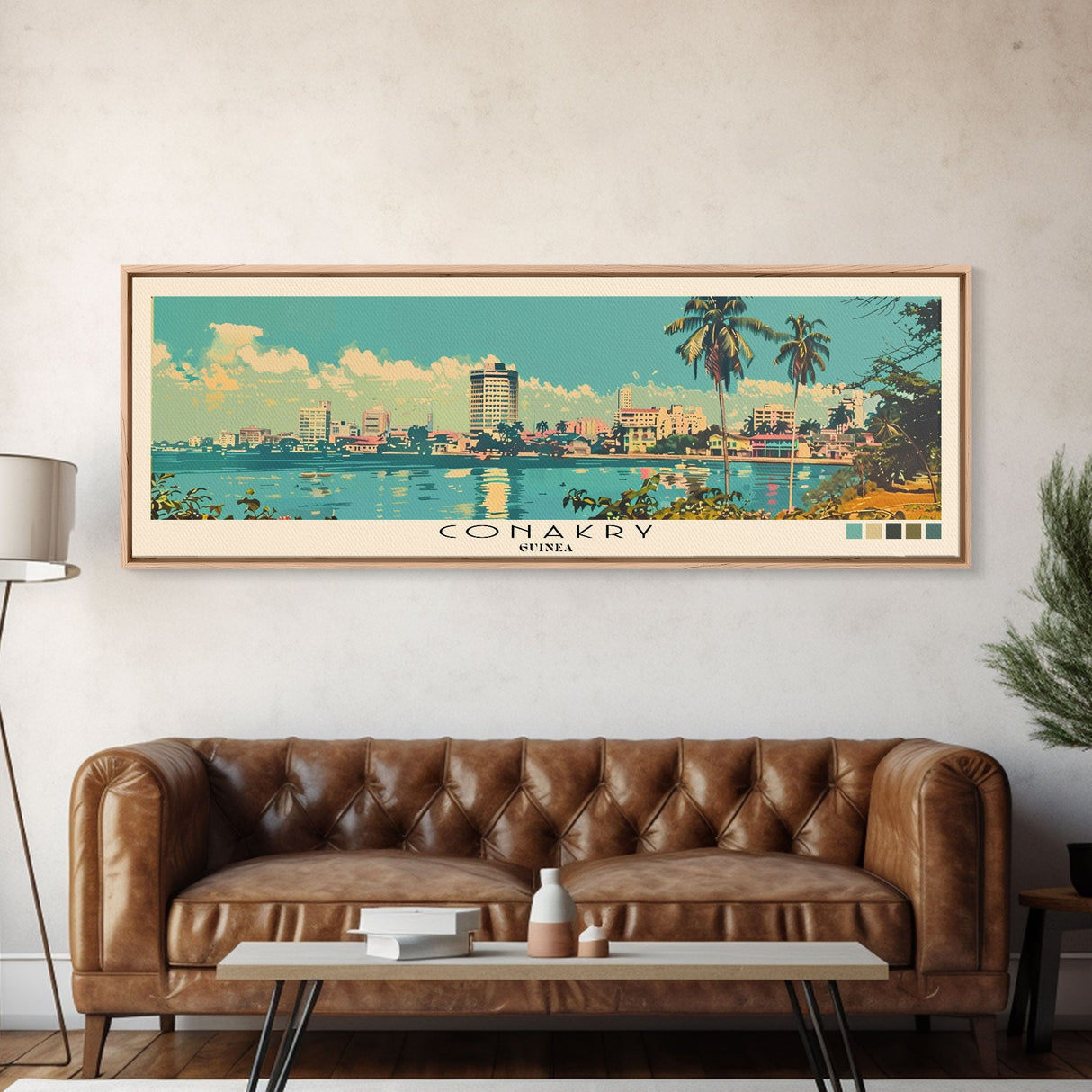 Conakry, Guinea Panoramic Canvas Print, Conakry, Guinea Painting, Guinea Art, Conakry Travel Poster, Travel Art, Vacation Gift