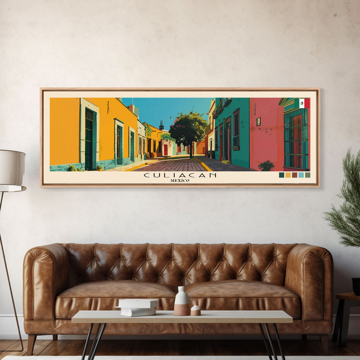 Culiacan, Mexico Panoramic Canvas Print, Culiacan, Mexico Painting, Mexico Art, Culiacan Travel Poster, Travel Art, Living Room Painting