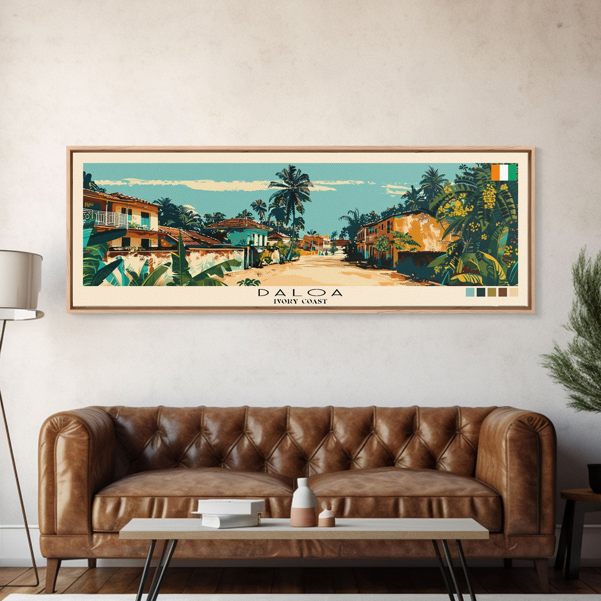 Daloa, Ivory Coast Panoramic Canvas Print, Daloa, Ivory Coast Painting, Ivory Coast Art, Daloa Travel Poster, Travel Art, Living Room Painting