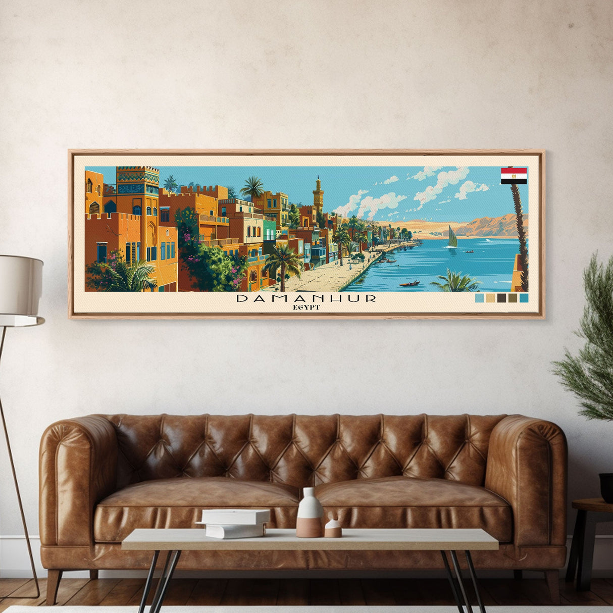 Damanhur, Egypt Panoramic Canvas Print, Damanhur, Egypt Painting, Egypt Art, Damanhur Travel Poster, Travel Art, Housewarming Gift