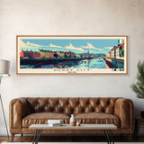 Derry City, Ireland Panoramic Canvas Print, Derry City, Ireland Painting, Ireland Art, Derry City Travel Poster, Travel Art, Living Room Painting