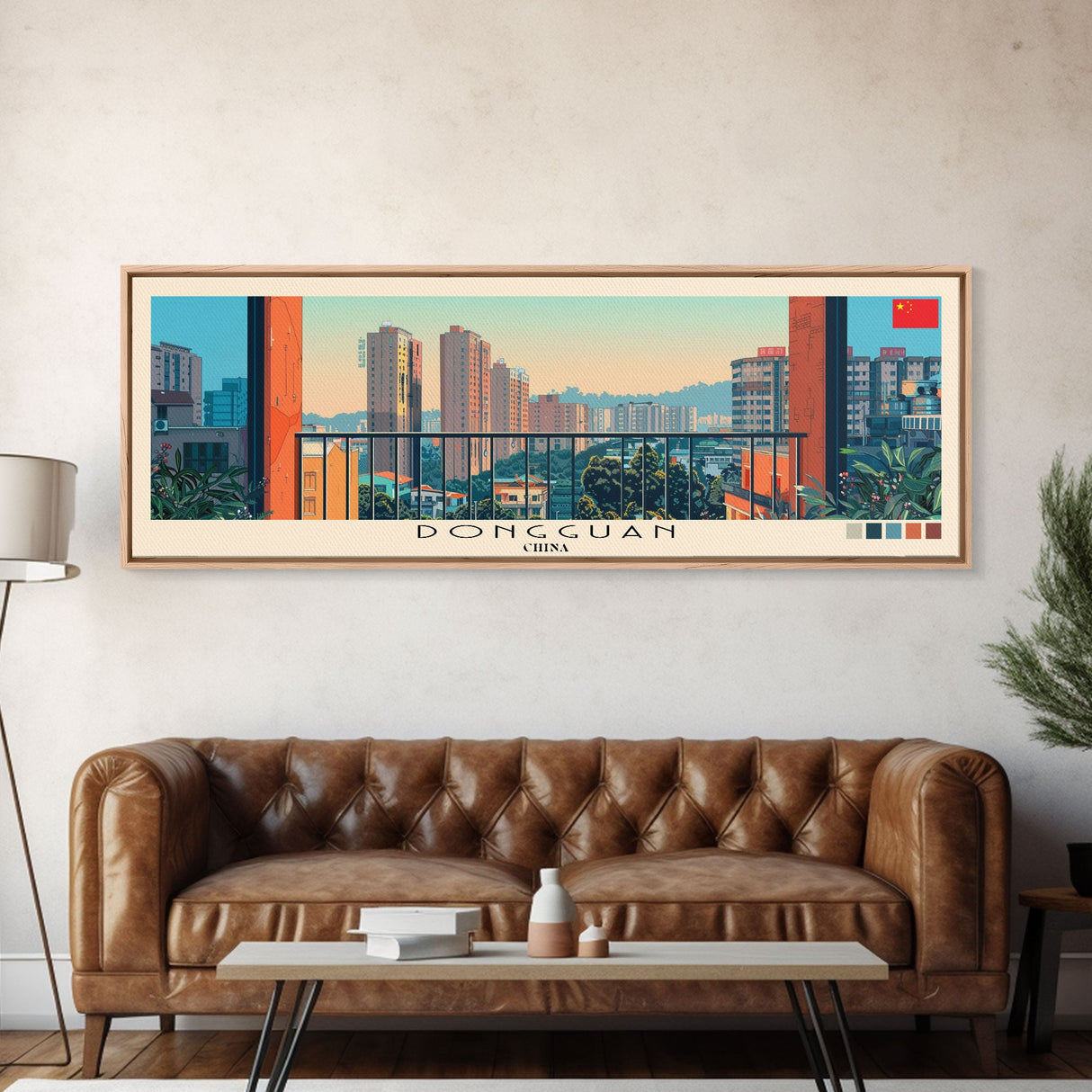 Dongguan, China Panoramic Canvas Print, Dongguan, China Painting, China Art, Dongguan Travel Poster, Travel Art, Guest Room Painting