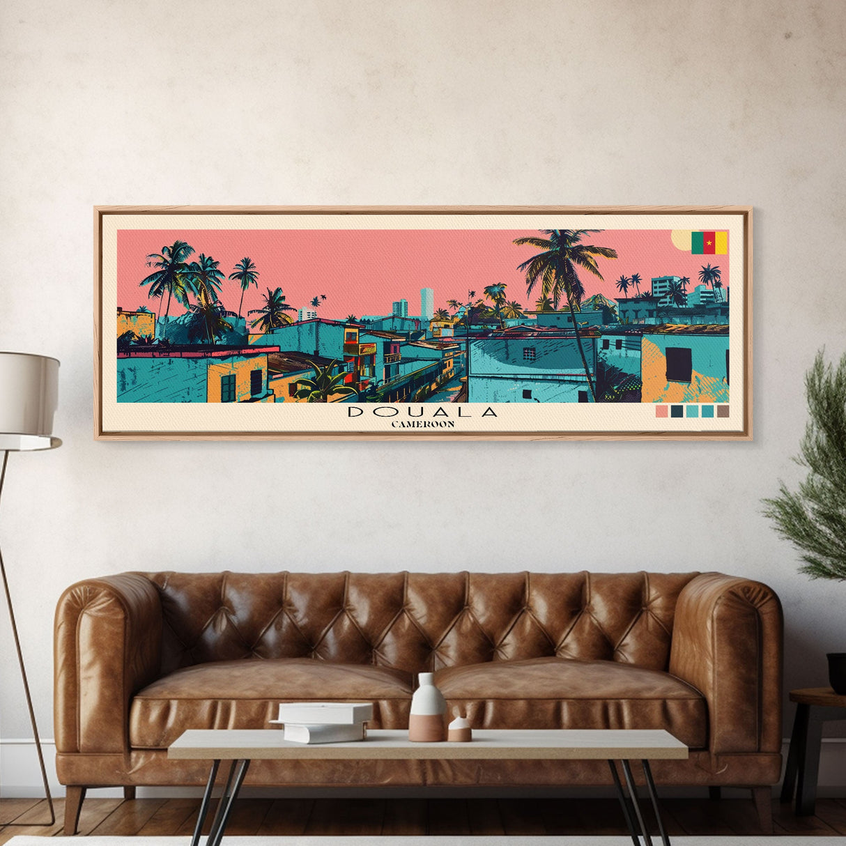 Douala, Cameroon Panoramic Canvas Print, Douala, Cameroon Painting, Cameroon Art, Douala Travel Poster, Travel Art, Vacation Gift