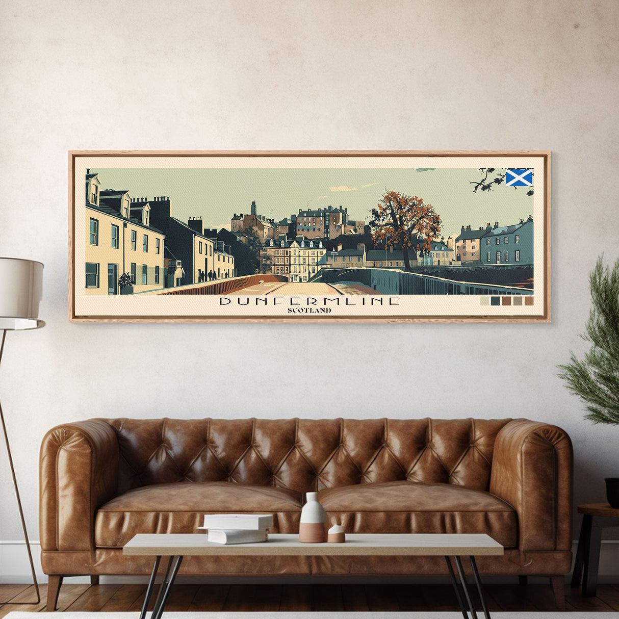 Dunfermline, Scotland Panoramic Canvas Print, Dunfermline, Scotland Painting, Scotland Art, Dunfermline Travel Poster, Travel Art, Living Room Painting