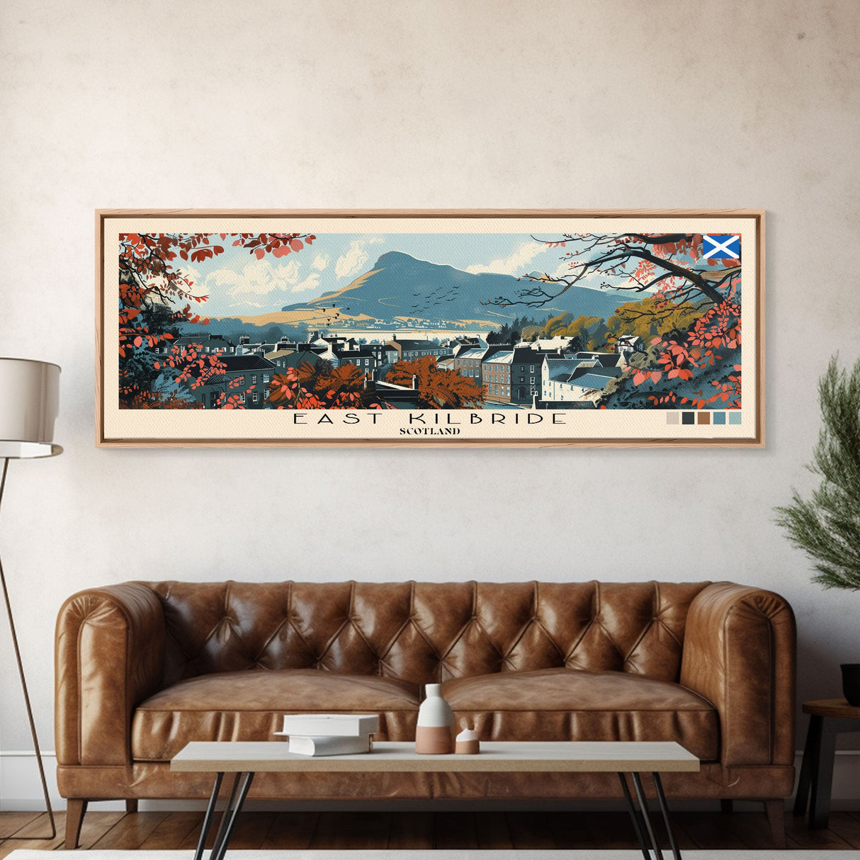 East Kilbride, Scotland Panoramic Canvas Print, East Kilbride, Scotland Painting, Scotland Art, East Kilbride Travel Poster, Travel Art, Housewarming Gift