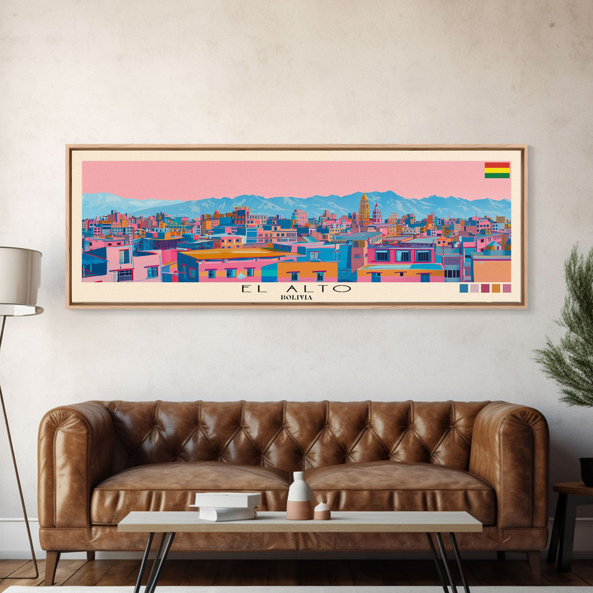 El Alto, Bolivia Panoramic Canvas Print, El Alto, Bolivia Painting, Bolivia Art, El Alto Travel Poster, Travel Art, Housewarming Gift