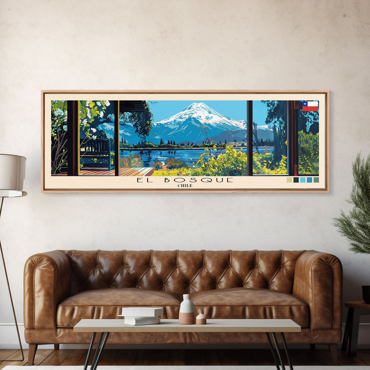 El Bosque, Chile Panoramic Canvas Print, El Bosque, Chile Painting, Chile Art, El Bosque Travel Poster, Travel Art, Guest Room Painting