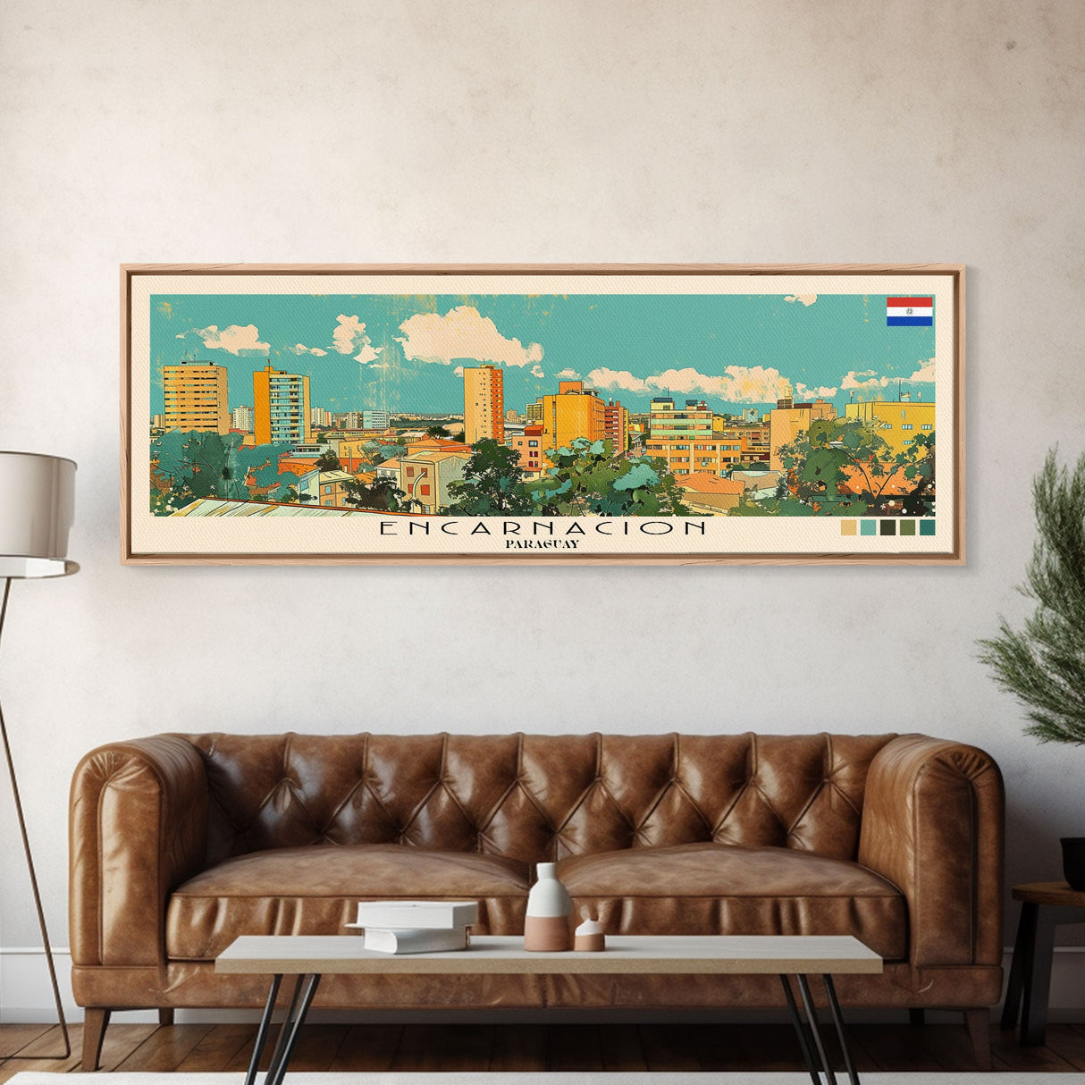 Encarnacion, Paraguay Panoramic Canvas Print, Encarnacion, Paraguay Painting, Paraguay Art, Encarnacion Travel Poster, Travel Art, Housewarming Gift