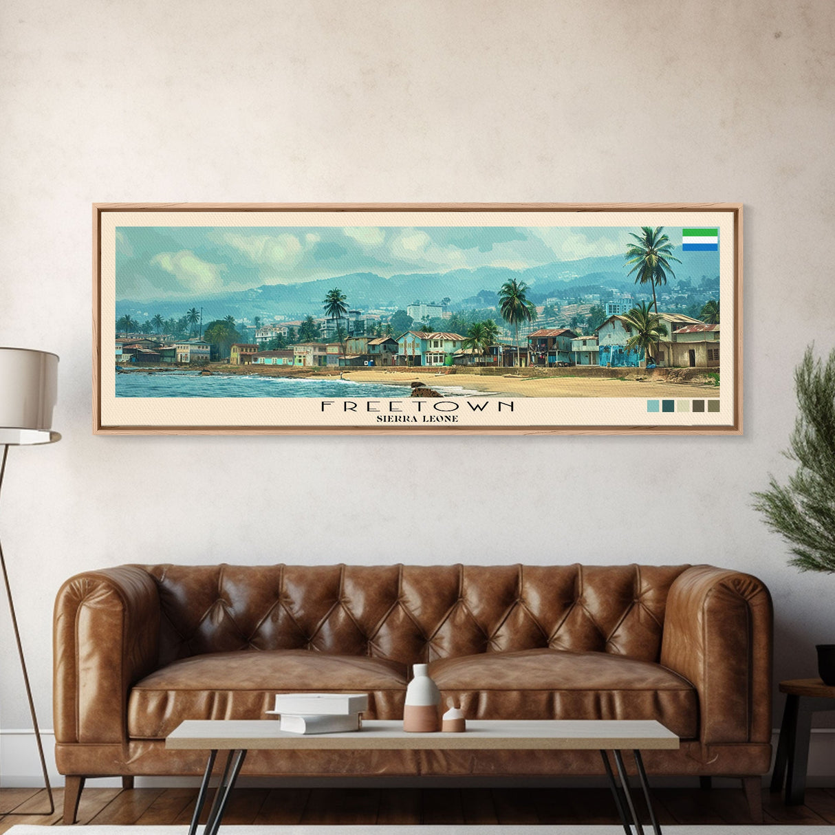 Freetown, Sierra Leone Panoramic Canvas Print, Freetown, Sierra Leone Painting, Sierra Leone Art, Freetown Travel Poster, Travel Art, Living Room Painting