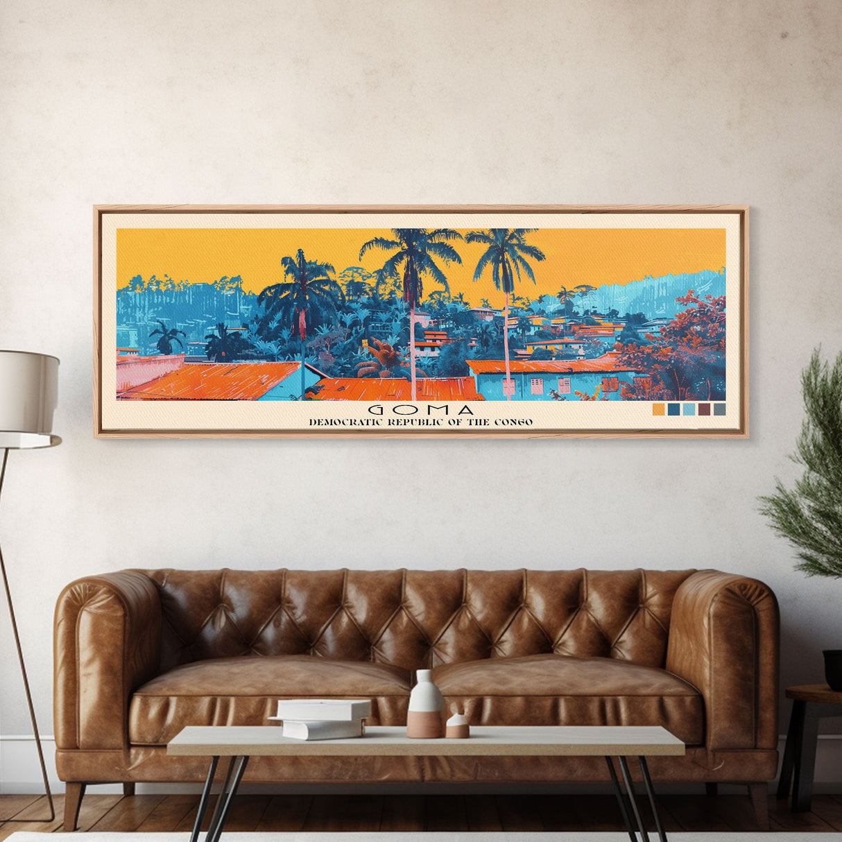 Goma, Congo Panoramic Canvas Print, Goma, Congo Painting, Congo Art, Goma Travel Poster, Travel Art, Housewarming Gift