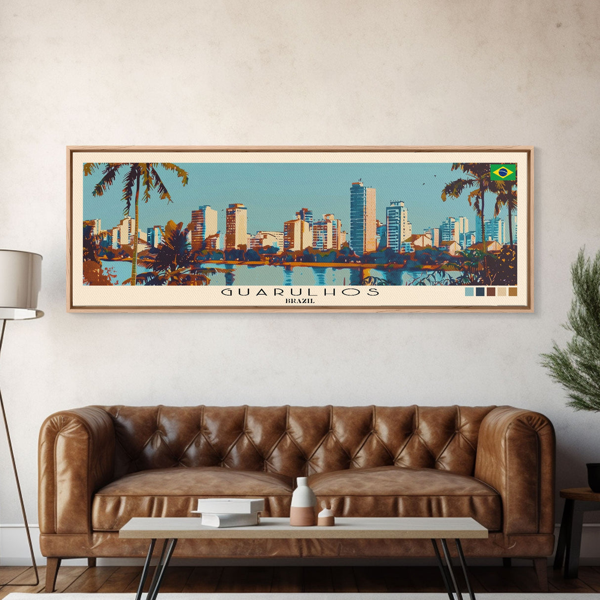 Guarulhos, Brazil Panoramic Canvas Print, Guarulhos, Brazil Painting, Brazil Art, Guarulhos Travel Poster, Travel Art, Guest Room Painting