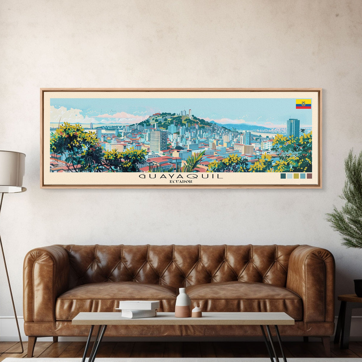 Guayaquil, Ecuador Panoramic Canvas Print, Guayaquil, Ecuador Painting, Ecuador Art, Guayaquil Travel Poster, Travel Art, Vacation Gift