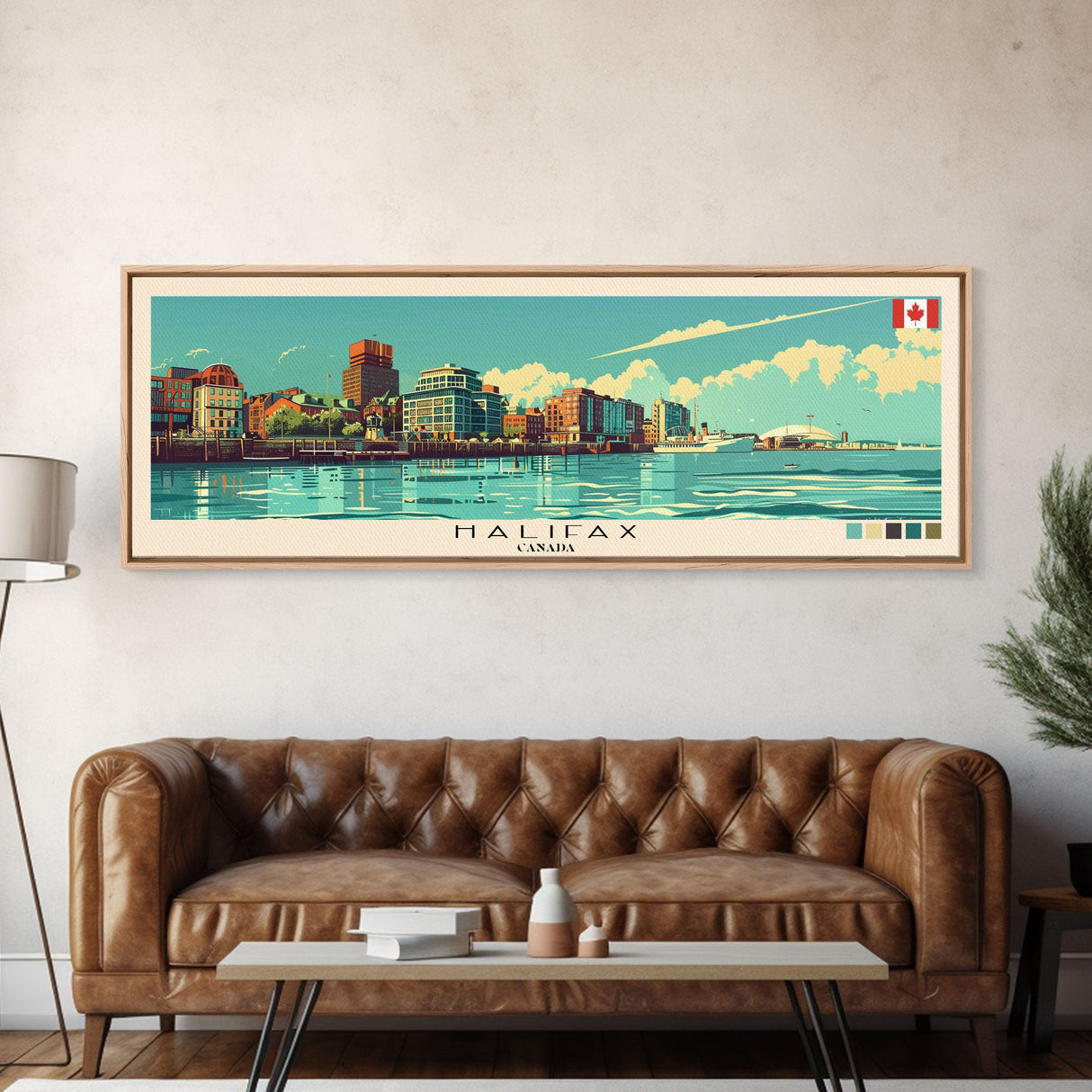 Halifax, Canada Panoramic Canvas Print, Halifax, Canada Painting, Canada Art, Halifax Travel Poster, Travel Art, Vacation Gift