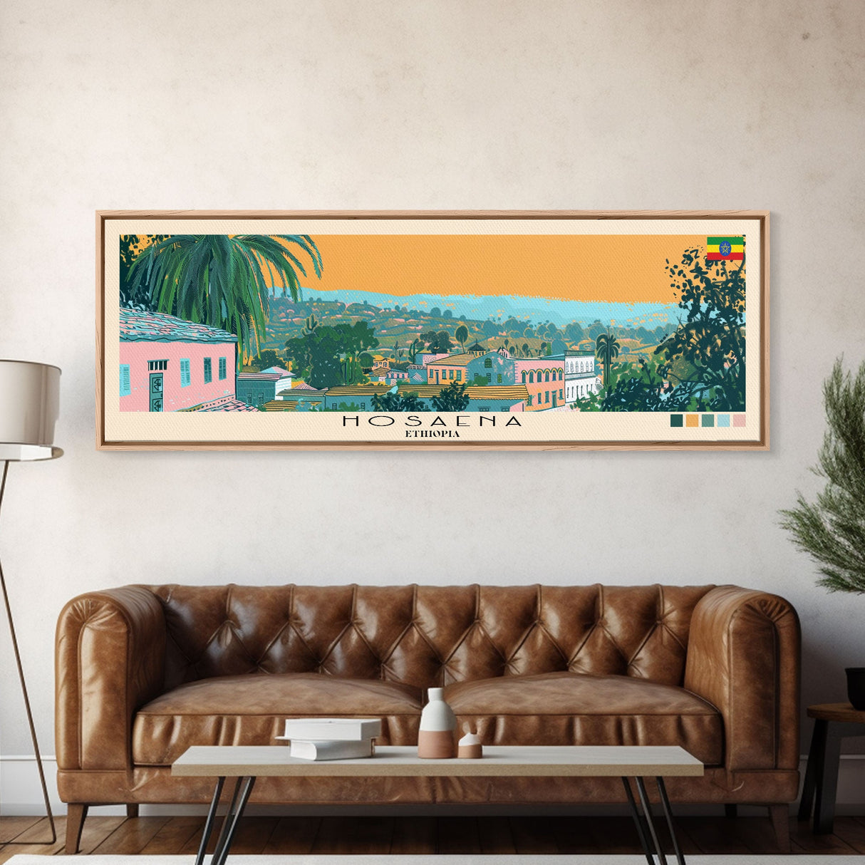 Hosaena, Ethiopia Panoramic Canvas Print, Hosaena, Ethiopia Painting, Ethiopia Art, Hosaena Travel Poster, Travel Art, Guest Room Painting