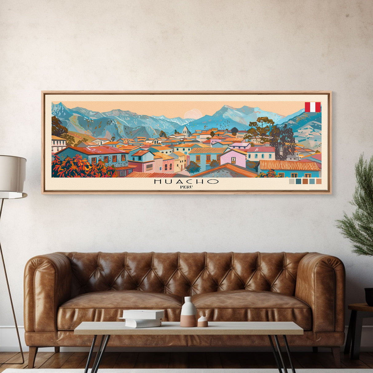 Huacho, Peru Panoramic Canvas Print, Huacho, Peru Painting, Peru Art, Huacho Travel Poster, Travel Art, Guest Room Painting