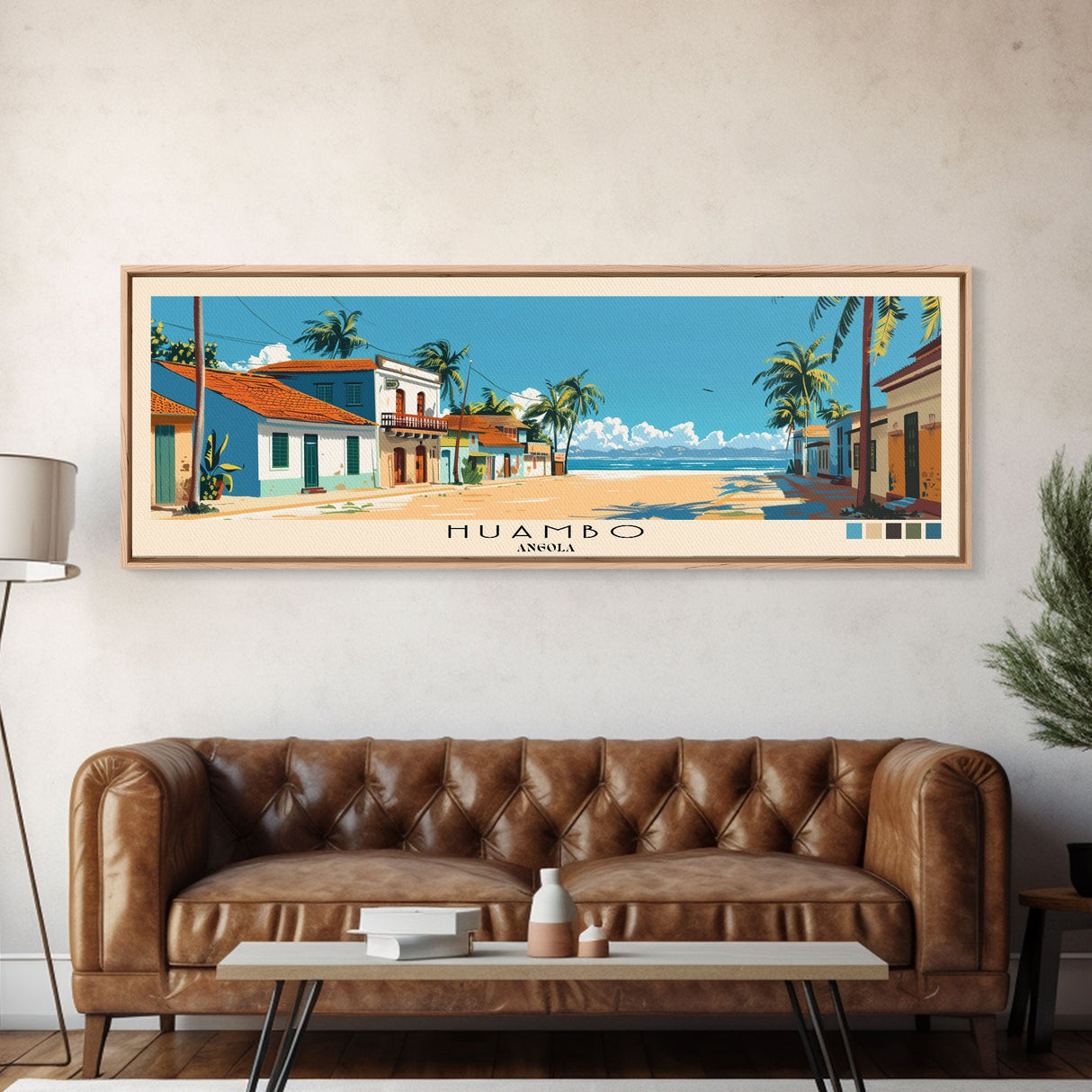 Huambo, Angola Panoramic Canvas Print, Huambo, Angola Painting, Angola Art, Huambo Travel Poster, Travel Art, Vacation Gift