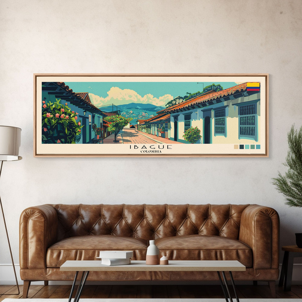 Ibague, Colombia Panoramic Canvas Print, Ibague, Colombia Painting, Colombia Art, Ibague Travel Poster, Travel Art, Living Room Painting