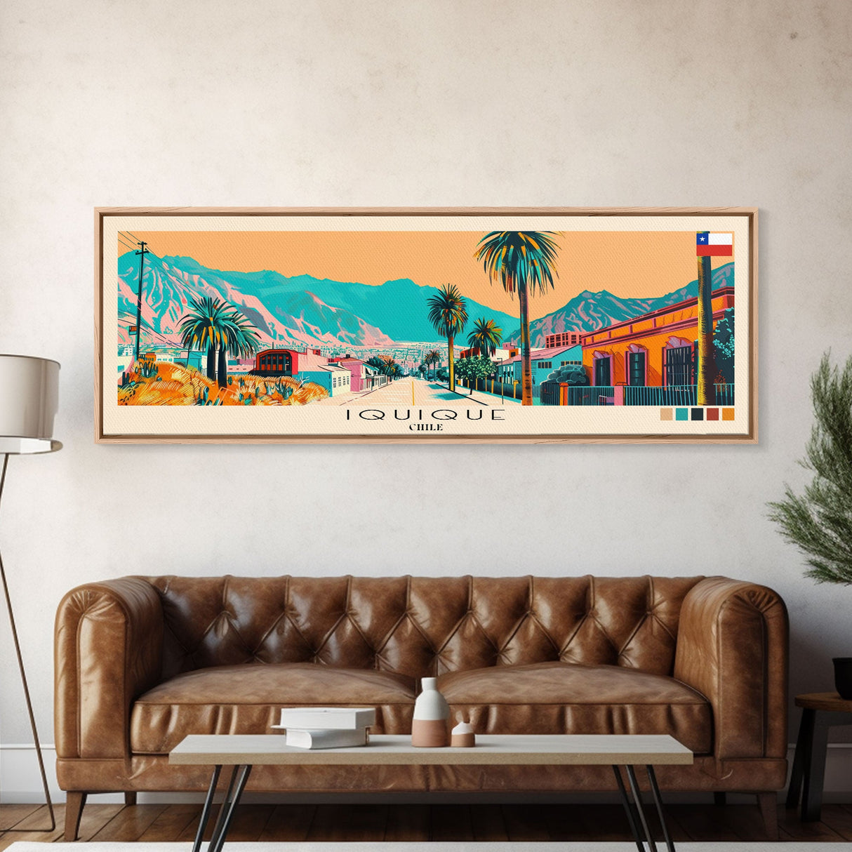 Iquique, Chile Panoramic Canvas Print, Iquique, Chile Painting, Chile Art, Iquique Travel Poster, Travel Art, Vacation Gift