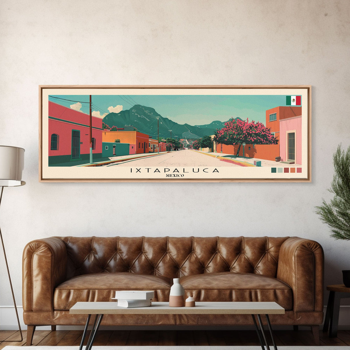 Ixtapaluca, Mexico Panoramic Canvas Print, Ixtapaluca, Mexico Painting, Mexico Art, Ixtapaluca Travel Poster, Travel Art, Living Room Painting