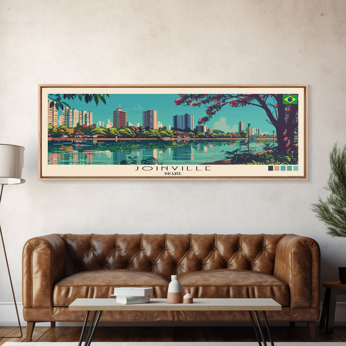 Joinville, Brazil Panoramic Canvas Print, Joinville, Brazil Painting, Brazil Art, Joinville Travel Poster, Travel Art, Guest Room Painting