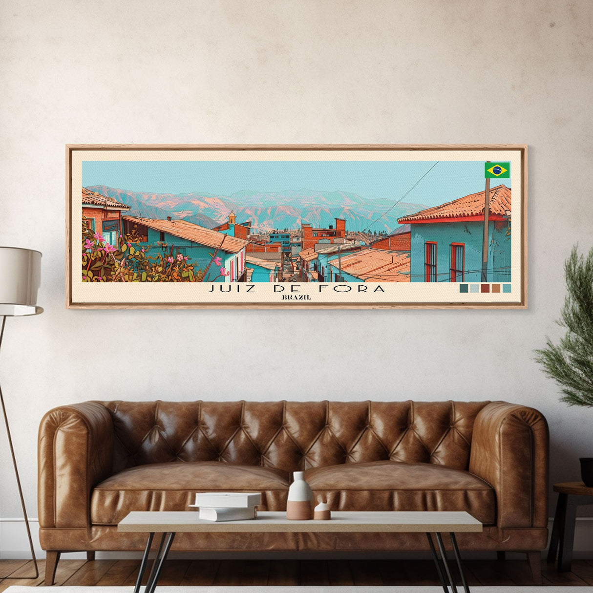 Juiz de Fora, Brazil Panoramic Canvas Print, Juiz de Fora, Brazil Painting, Brazil Art, Juiz de Fora Travel Poster, Travel Art, Housewarming Gift