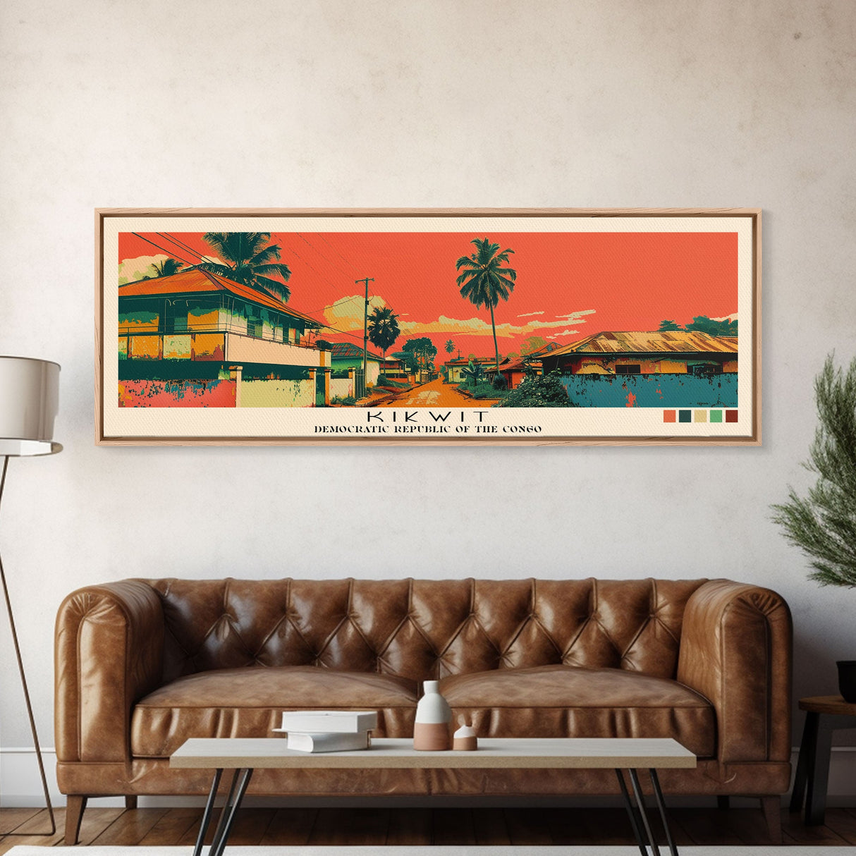 Kikwit, Congo Panoramic Canvas Print, Kikwit, Congo Painting, Congo Art, Kikwit Travel Poster, Travel Art, Guest Room Painting