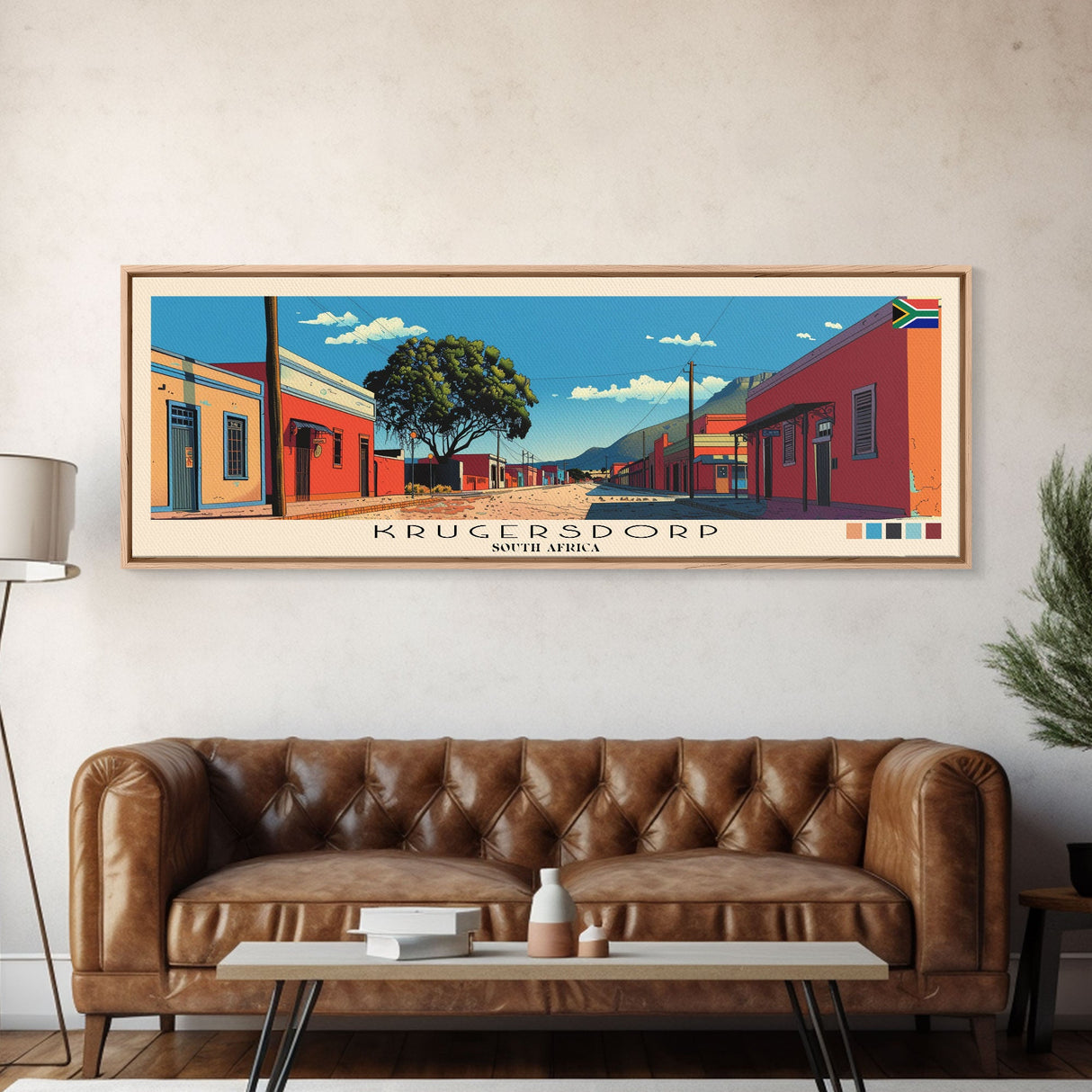 Krugersdorp, South Africa Panoramic Canvas Print, Krugersdorp, South Africa Painting, South Africa Art, Krugersdorp Travel Poster, Travel Art, Guest Room Painting