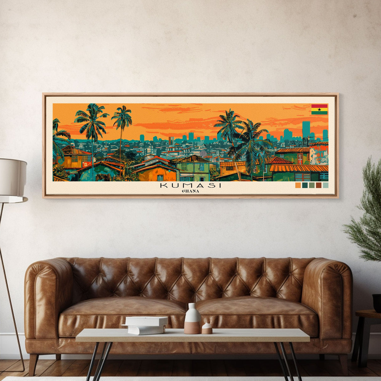 Kumasi, Ghana Panoramic Canvas Print, Kumasi, Ghana Painting, Ghana Art, Kumasi Travel Poster, Travel Art, Living Room Painting