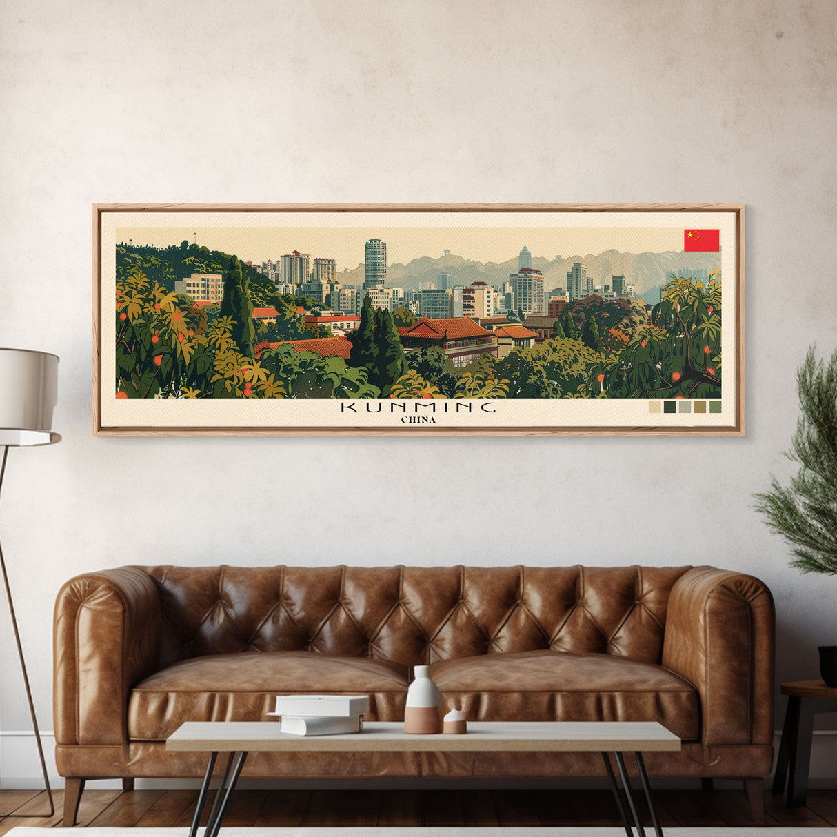 Kunming, China Panoramic Canvas Print, Kunming, China Painting, China Art, Kunming Travel Poster, Travel Art, Housewarming Gift