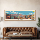 La Paz, Bolivia Panoramic Canvas Print, La Paz, Bolivia Painting, Bolivia Art, La Paz Travel Poster, Travel Art, Vacation Gift