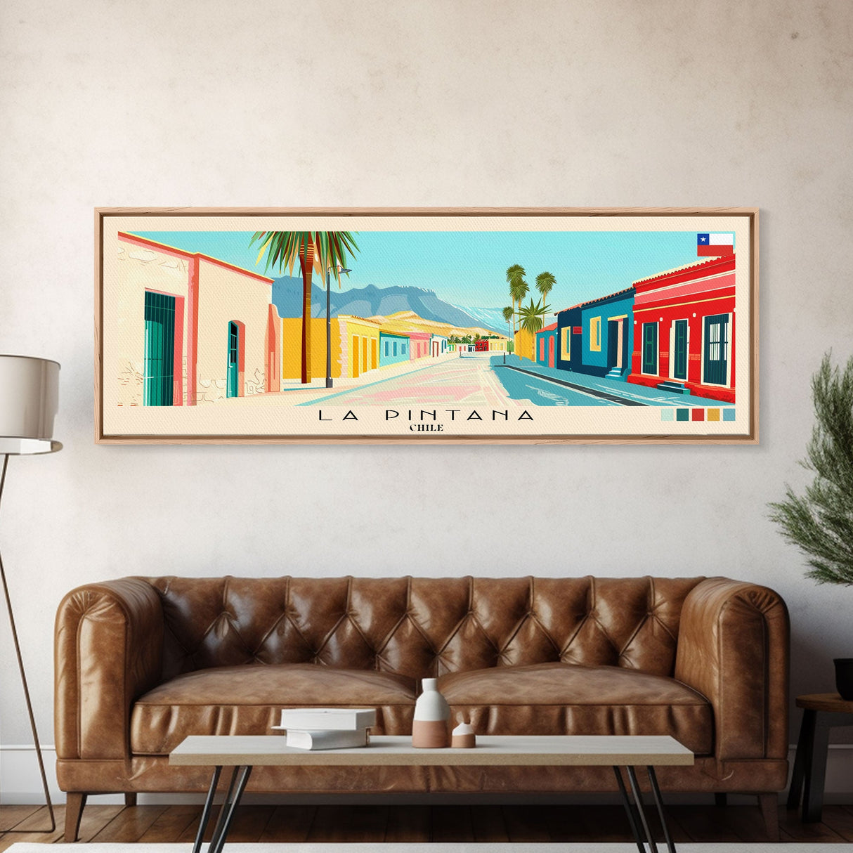 La Pintana, Chile Panoramic Canvas Print, La Pintana, Chile Painting, Chile Art, La Pintana Travel Poster, Travel Art, Living Room Painting