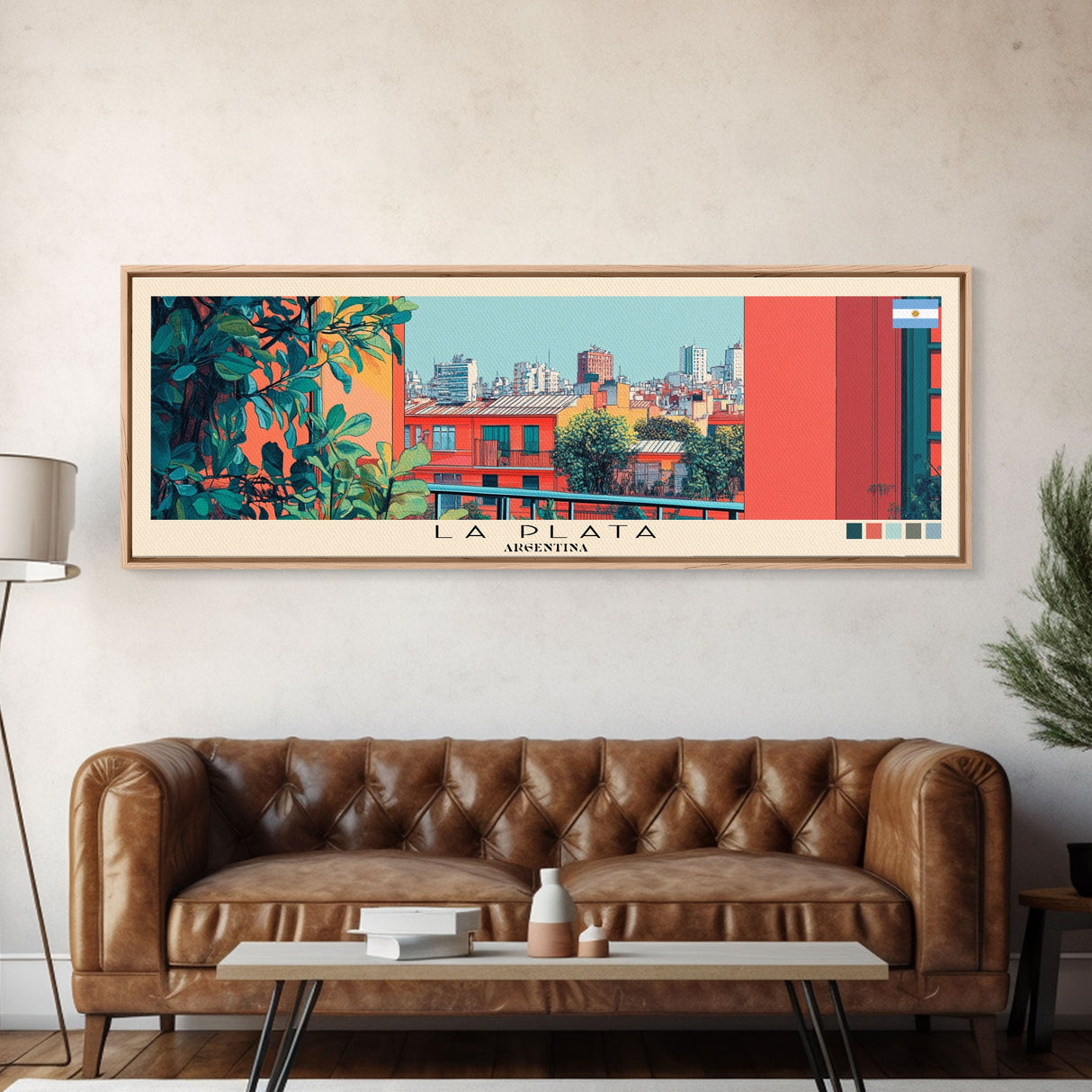 La Plata, Argentina Panoramic Canvas Print, La Plata, Argentina Painting, Argentina Art, La Plata Travel Poster, Travel Art, Housewarming Gift