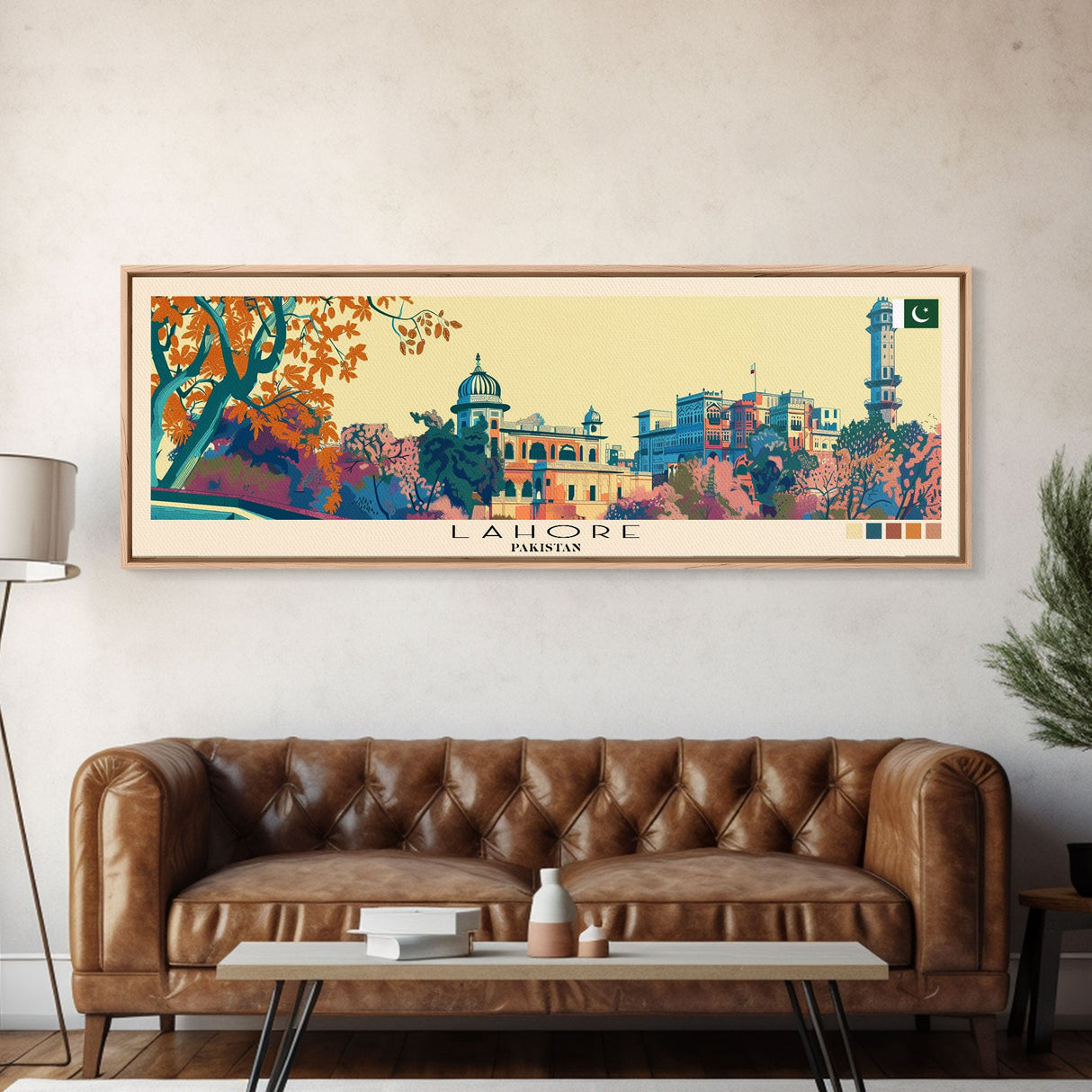 Lahore, Pakistan Panoramic Canvas Print, Lahore, Pakistan Painting, Pakistan Art, Lahore Travel Poster, Travel Art, Vacation Gift