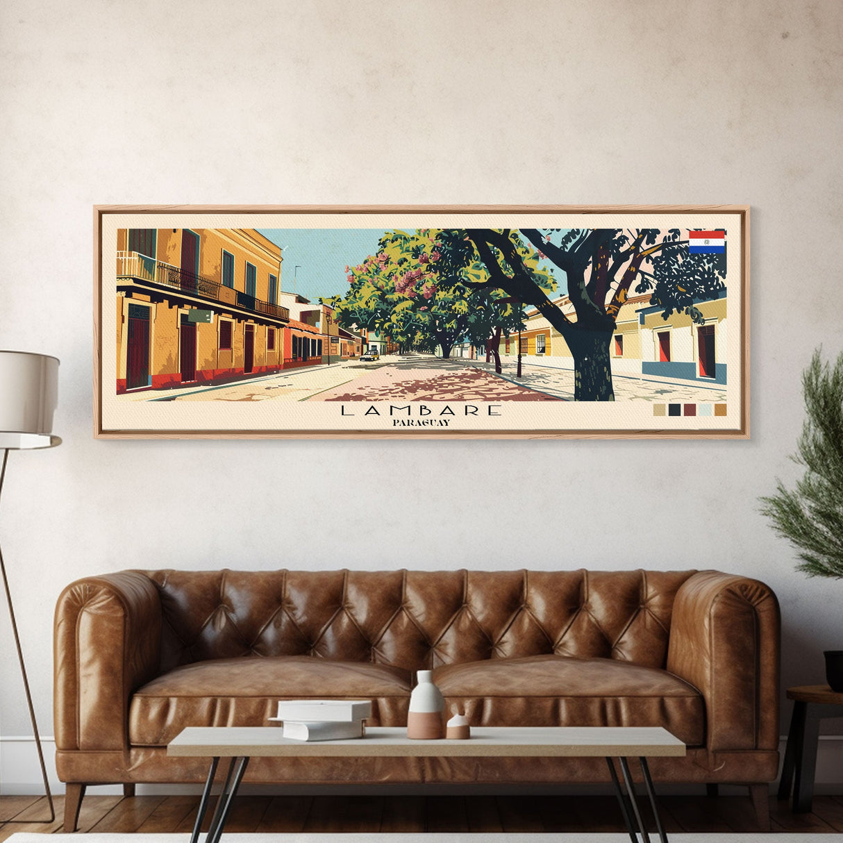 Lambare, Paraguay Panoramic Canvas Print, Lambare, Paraguay Painting, Paraguay Art, Lambare Travel Poster, Travel Art, Housewarming Gift