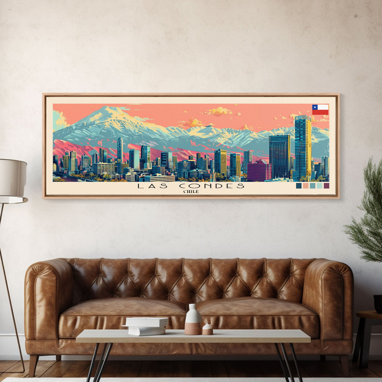 Las Condes, Chile Panoramic Canvas Print, Las Condes, Chile Painting, Chile Art, Las Condes Travel Poster, Travel Art, Guest Room Painting