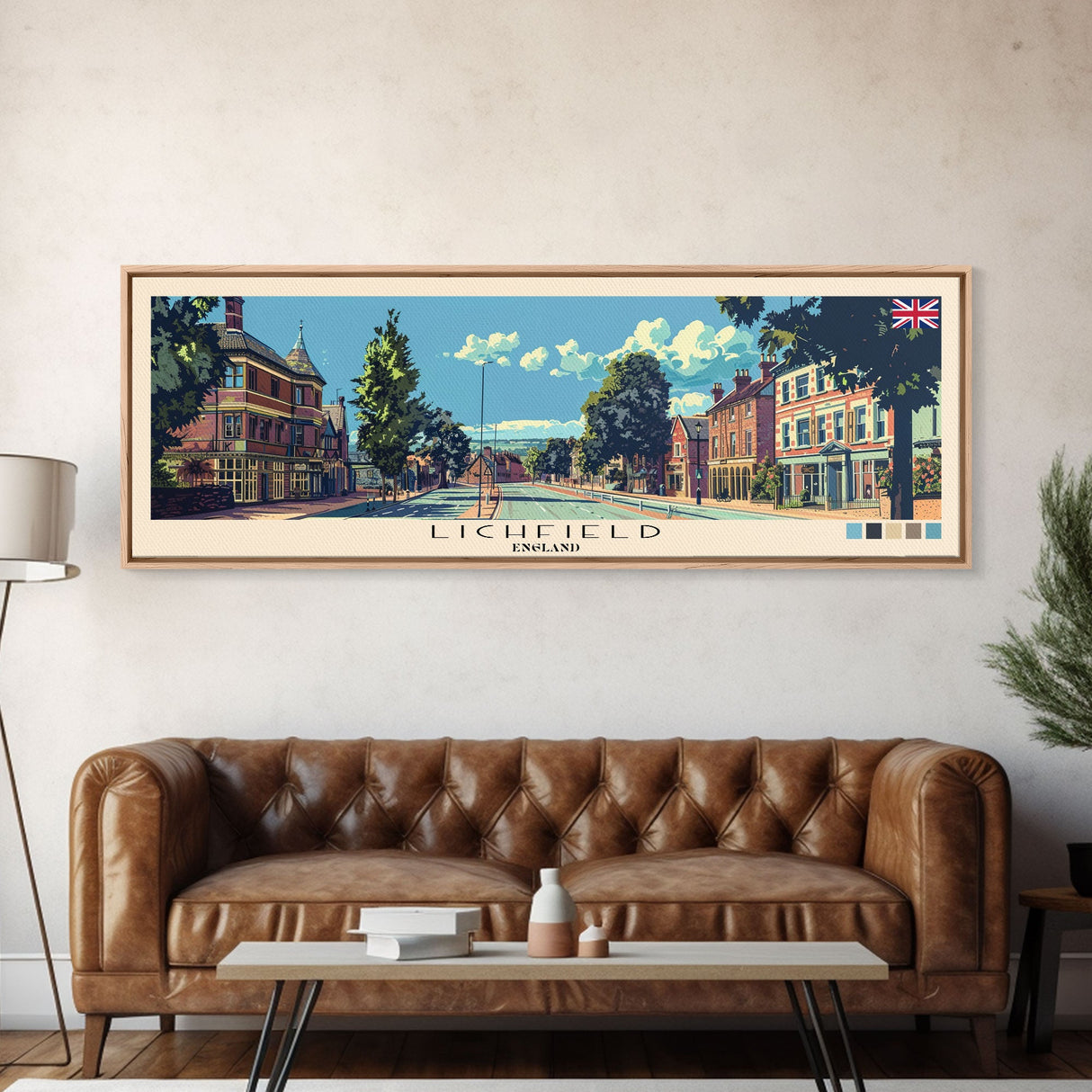 Lichfield, England Panoramic Canvas Print, Lichfield, England Painting, England Art, Lichfield Travel Poster, Travel Art, Housewarming Gift