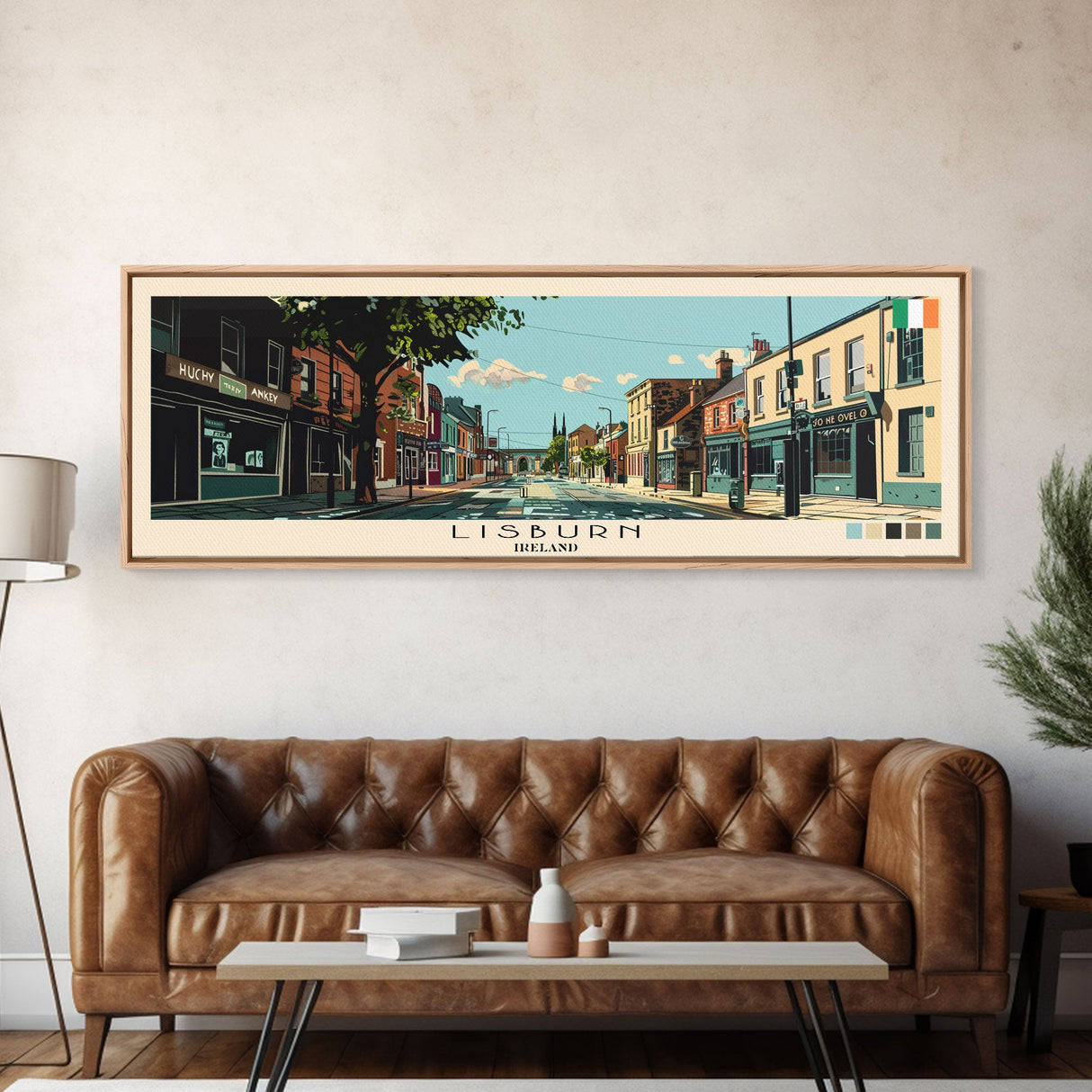 Lisburn, Ireland Panoramic Canvas Print, Lisburn, Ireland Painting, Ireland Art, Lisburn Travel Poster, Travel Art, Guest Room Painting