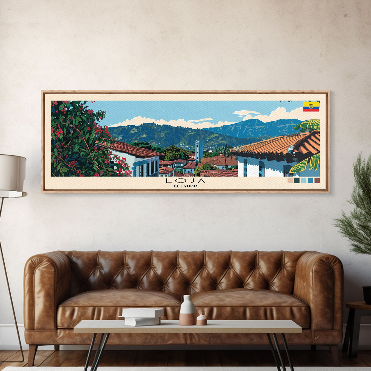 Loja, Ecuador Panoramic Canvas Print, Loja, Ecuador Painting, Ecuador Art, Loja Travel Poster, Travel Art, Housewarming Gift