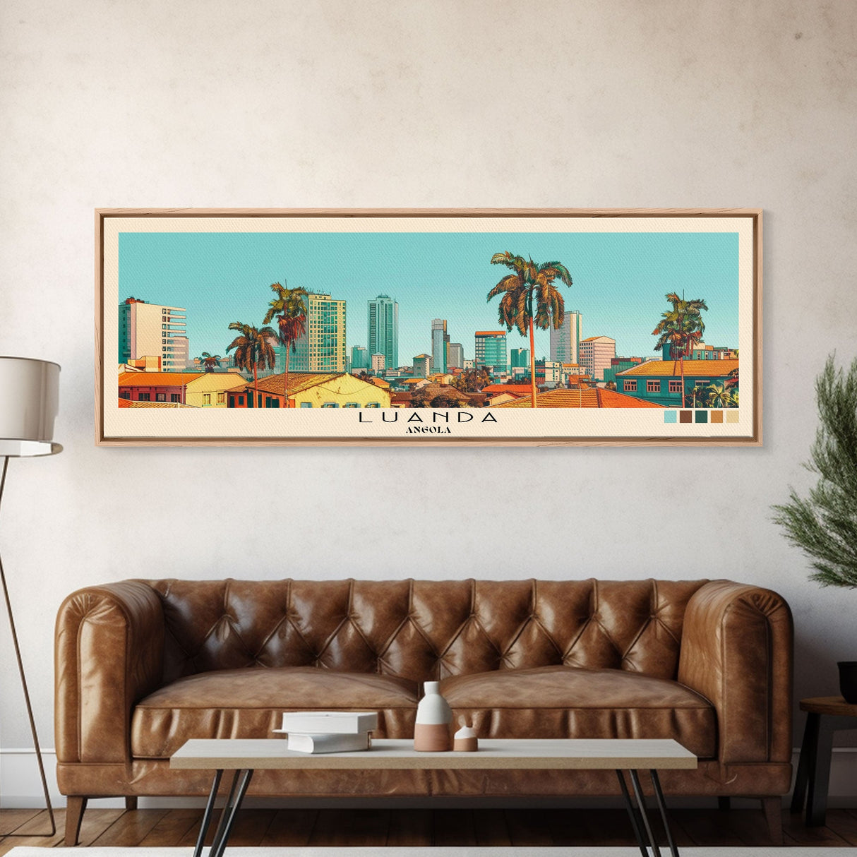 Luanda, Angola Panoramic Canvas Print, Luanda, Angola Painting, Angola Art, Luanda Travel Poster, Travel Art, Vacation Gift