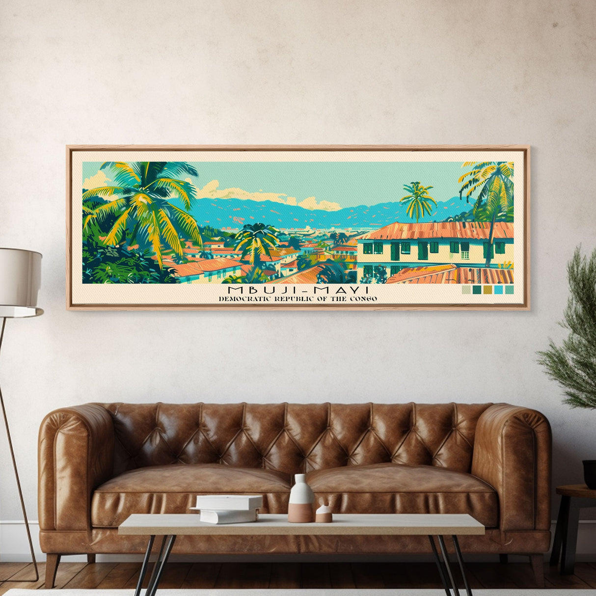 Mbuji-Mayi, Congo Panoramic Canvas Print, Mbuji-Mayi, Congo Painting, Congo Art, Mbuji-Mayi Travel Poster, Travel Art, Housewarming Gift