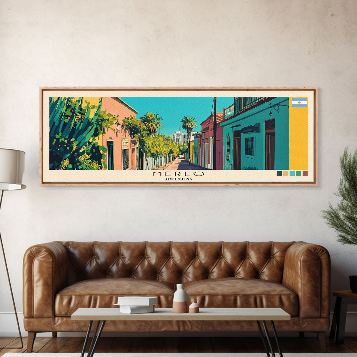 Merlo, Argentina Panoramic Canvas Print, Merlo, Argentina Painting, Argentina Art, Merlo Travel Poster, Travel Art, Housewarming Gift