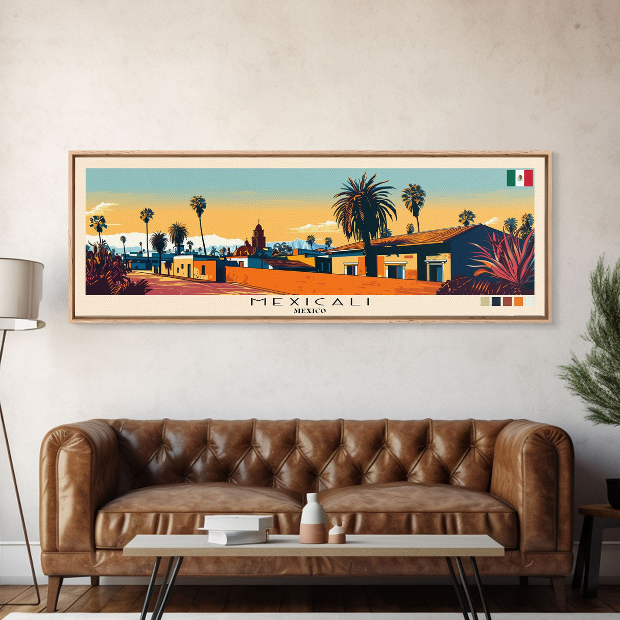 Mexicali, Mexico Panoramic Canvas Print, Mexicali, Mexico Painting, Mexico Art, Mexicali Travel Poster, Travel Art, Guest Room Painting