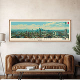 Mexico City, Mexico Panoramic Canvas Print, Mexico City, Mexico Painting, Mexico Art, Mexico City Travel Poster, Travel Art, Guest Room Painting