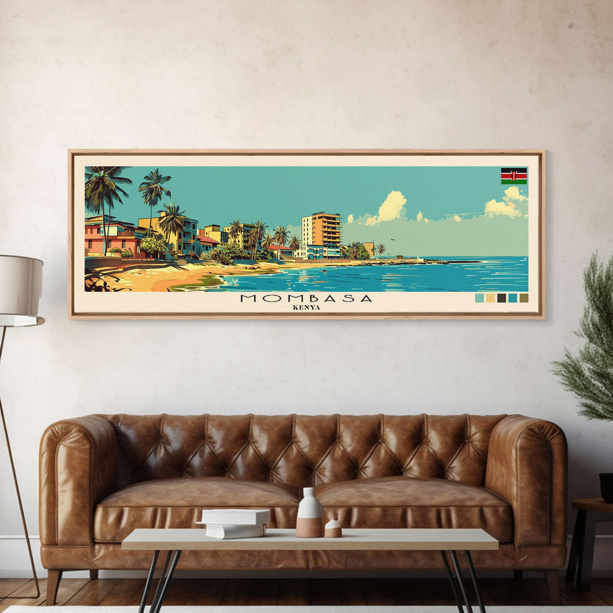 Mombasa, Kenya Panoramic Canvas Print, Mombasa, Kenya Painting, Kenya Art, Mombasa Travel Poster, Travel Art, Guest Room Painting